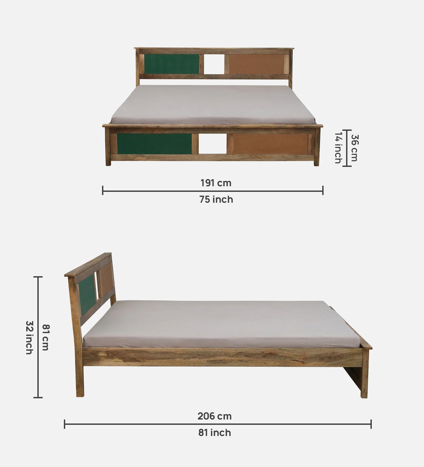 Mango Wood King Size Bed In Natural Finish