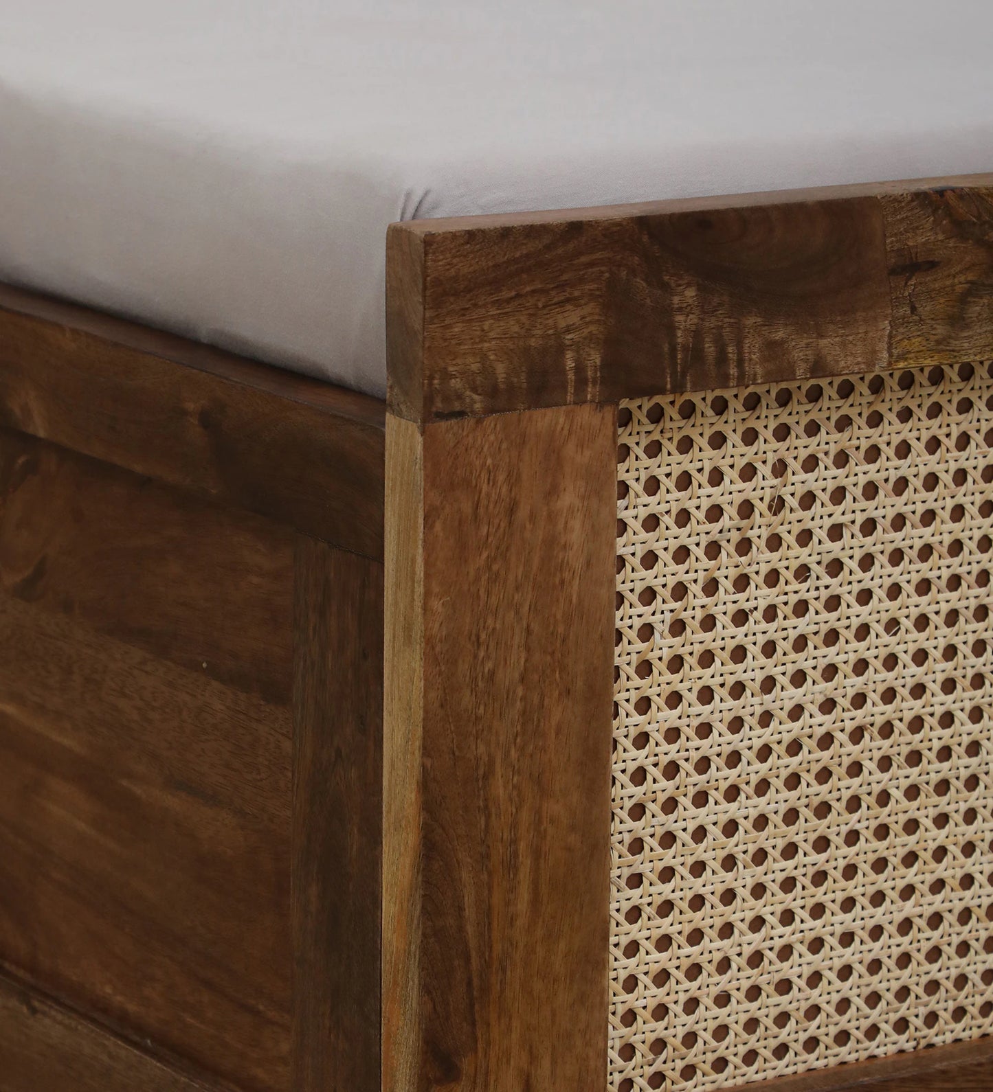 Mango Wood King Size Bed In Rustic Teak Finish With Box Storage