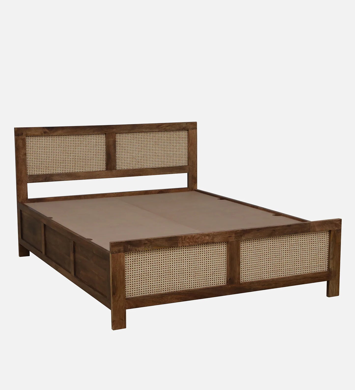 Mango Wood King Size Bed In Rustic Teak Finish With Box Storage