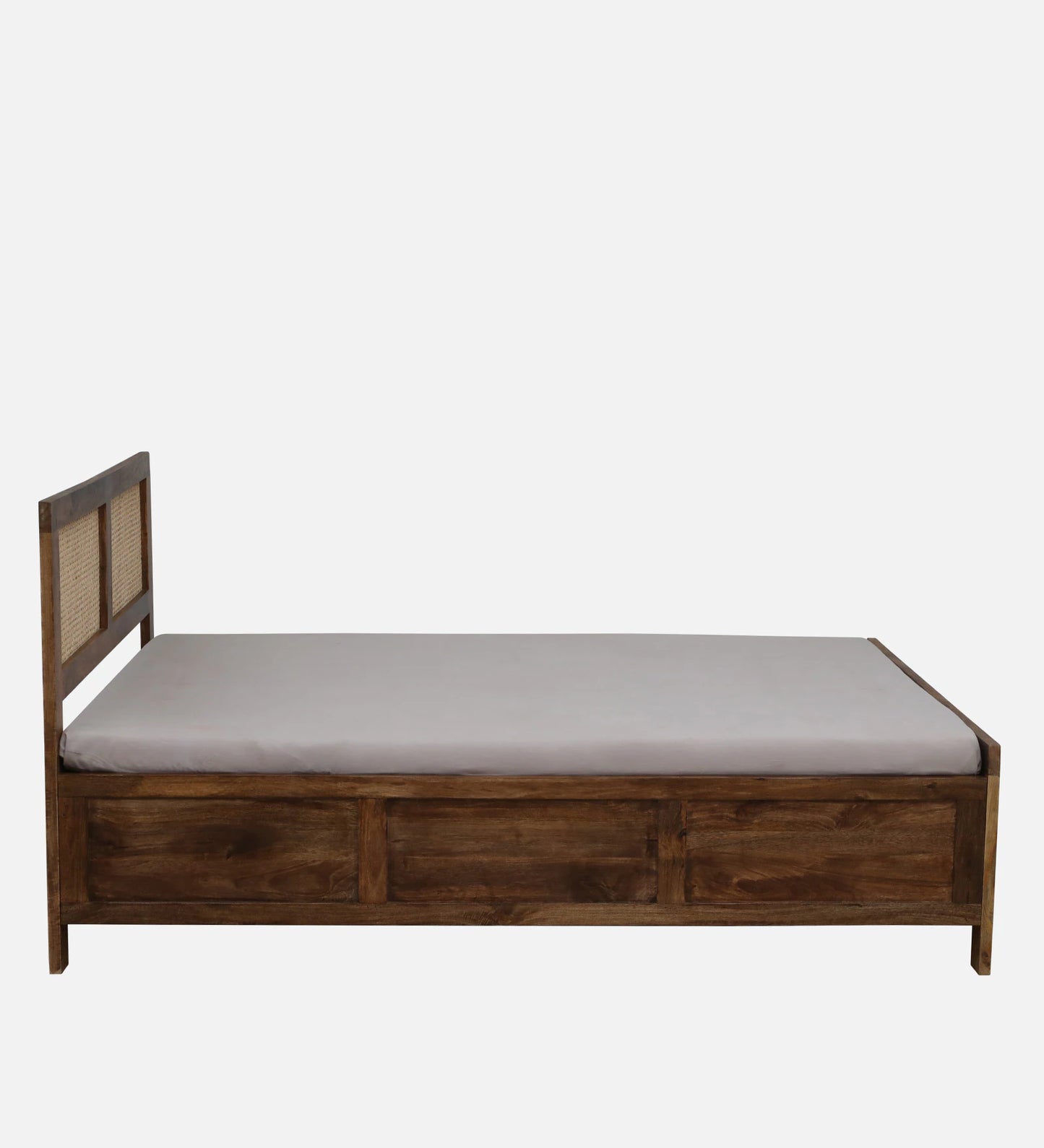 Mango Wood King Size Bed In Rustic Teak Finish With Box Storage