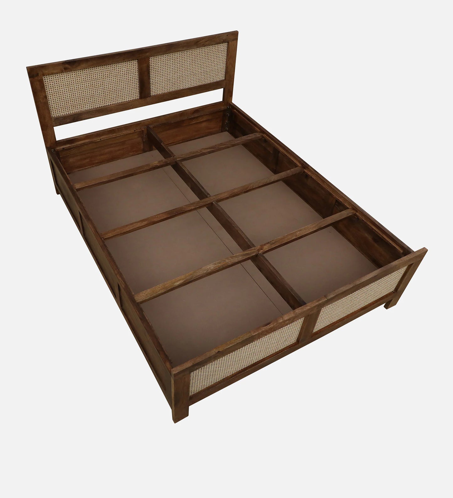 Mango Wood King Size Bed In Rustic Teak Finish With Box Storage