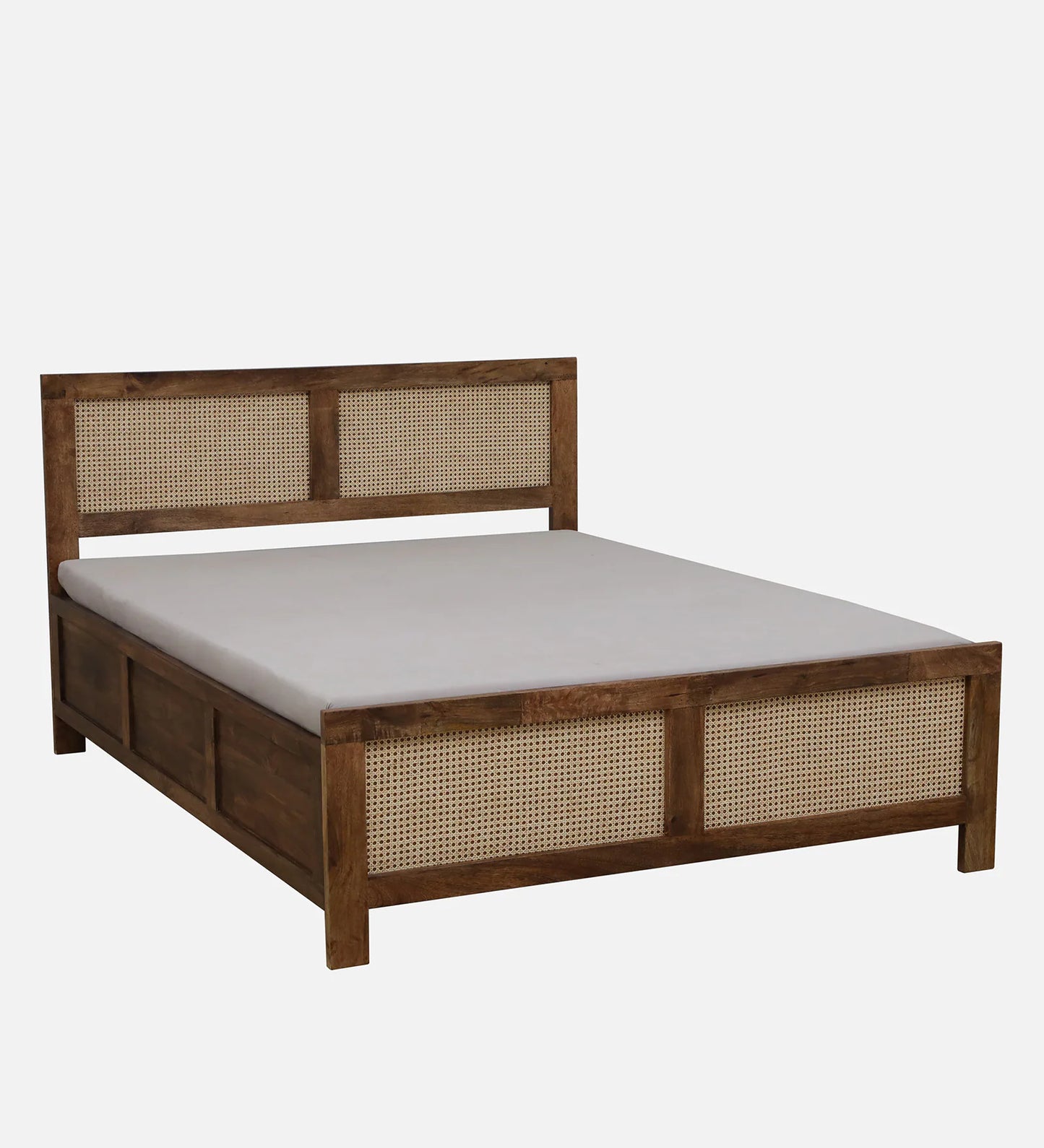 Mango Wood King Size Bed In Rustic Teak Finish With Box Storage