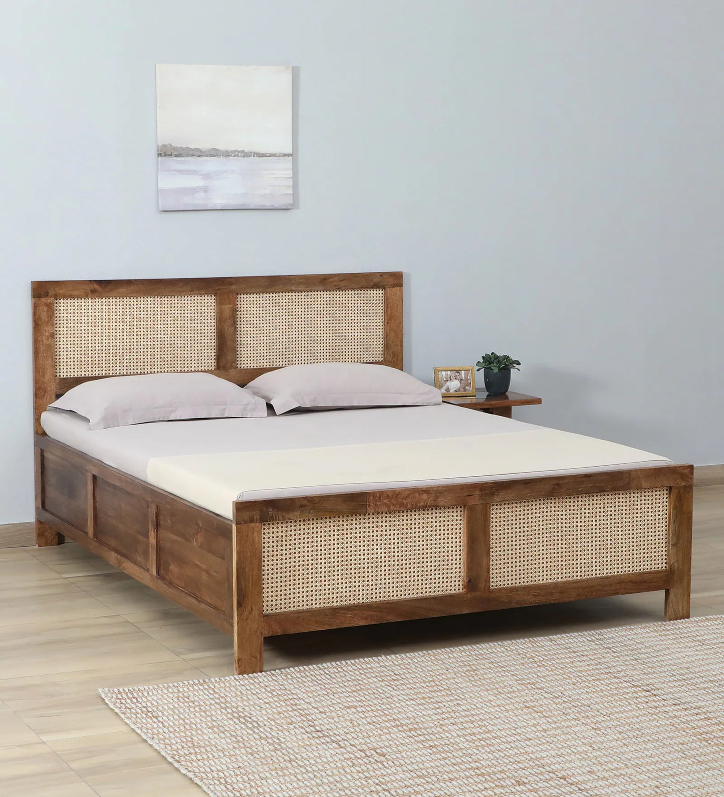 Mango Wood King Size Bed In Rustic Teak Finish With Box Storage