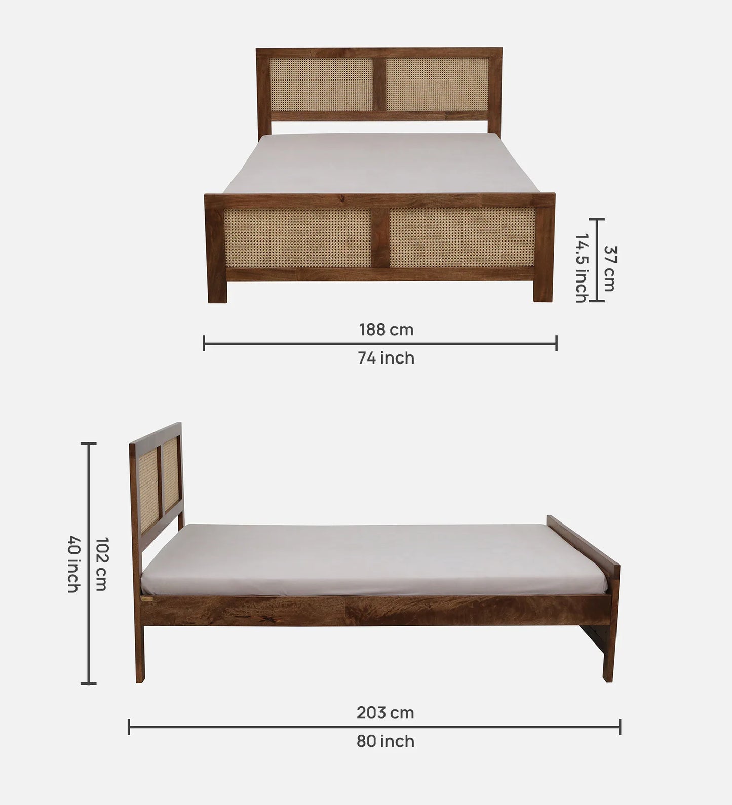 Mango Wood King Size Bed In Rustic Teak Finish