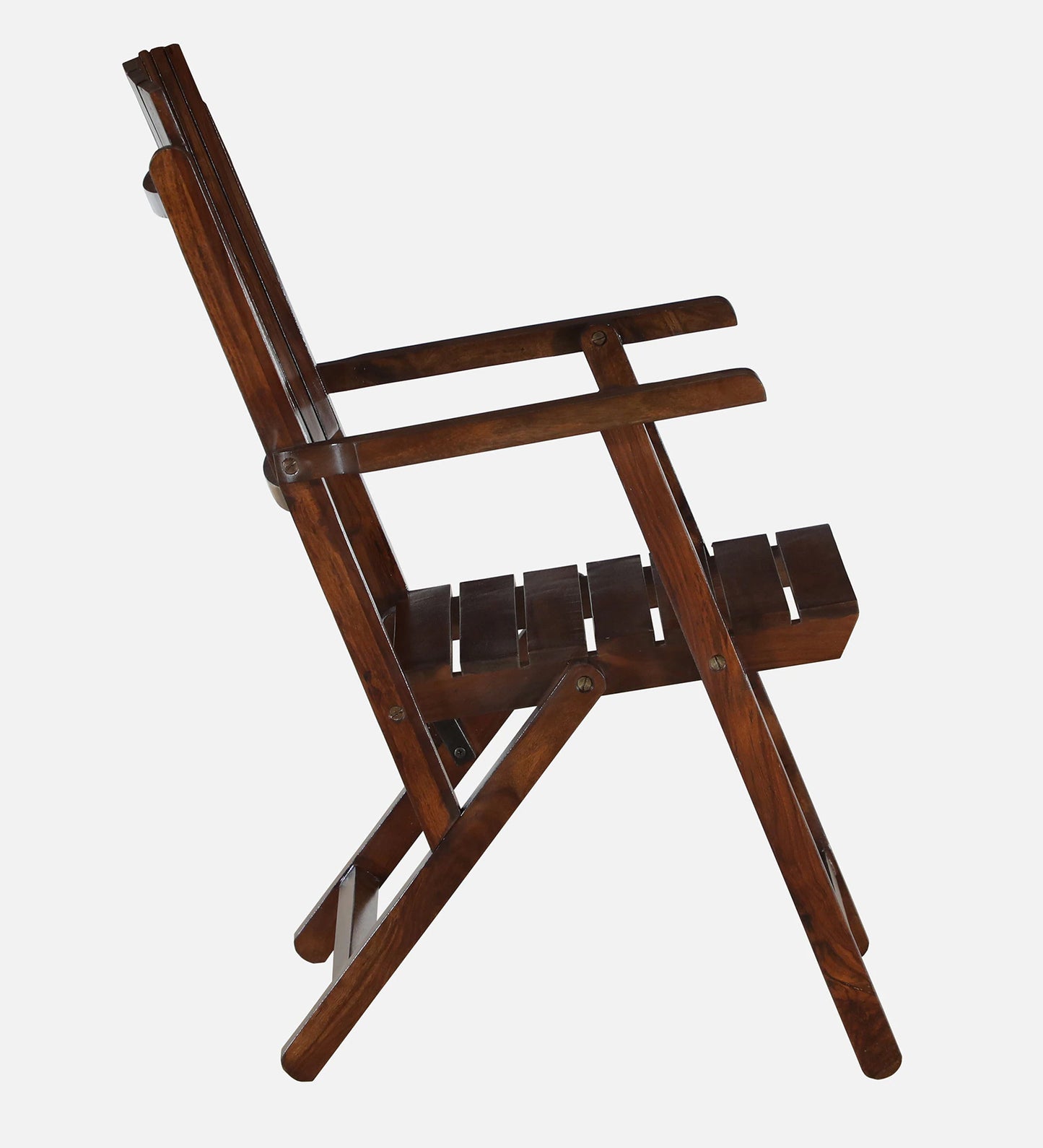 Sheesham Wood Folding Chair In Provincial Teak Finish With End Table