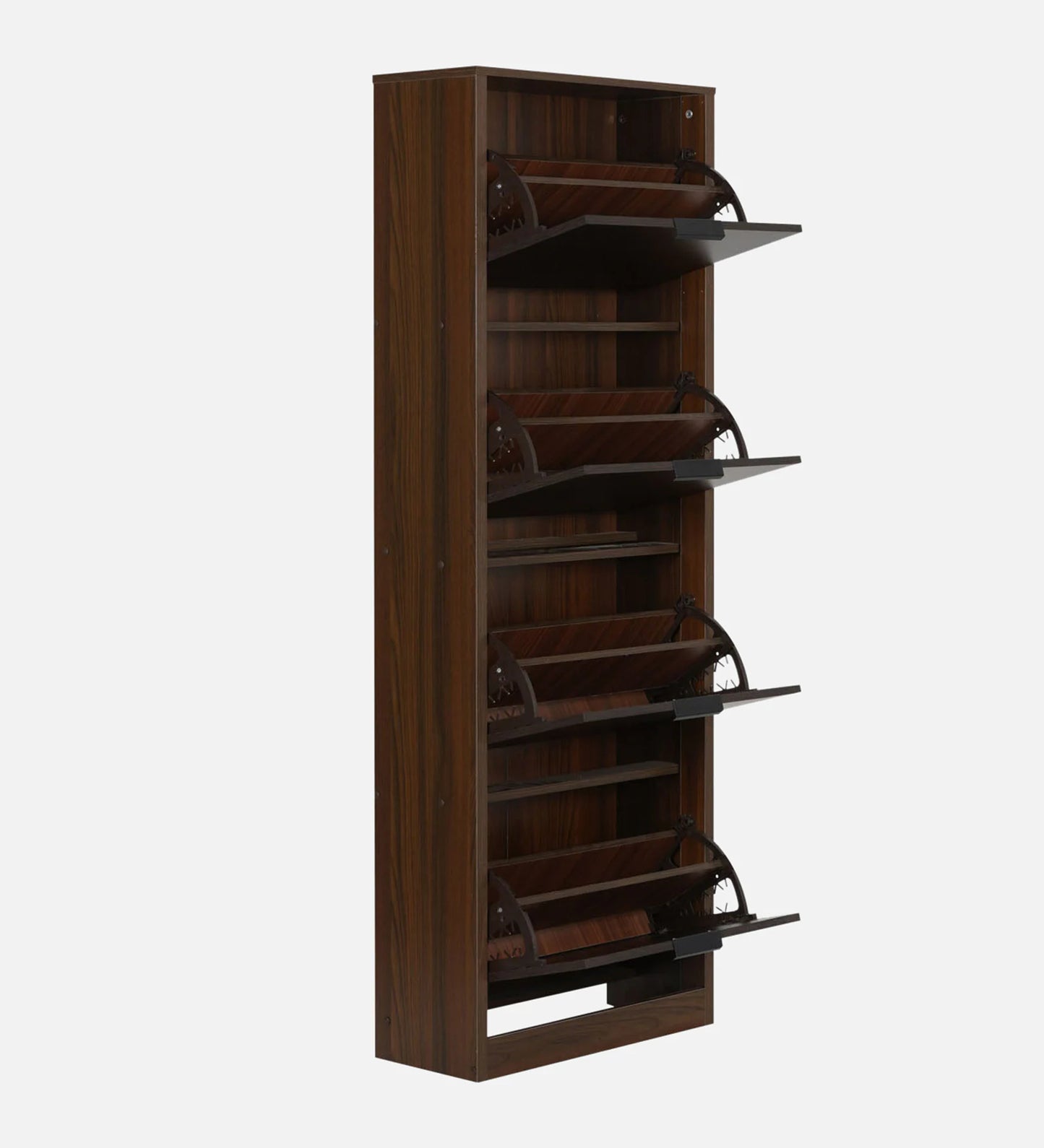 4 Tier Tilt Out Shoe Rack in Walnut and Wenge Finish