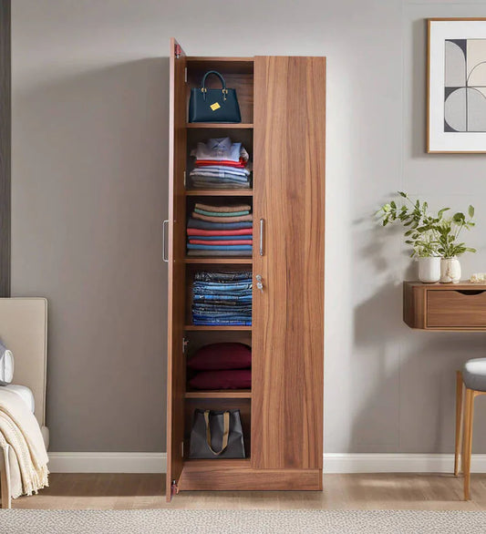 2 Door Wardrobe In Lyon Walnut Finish With Adjustable Shelves