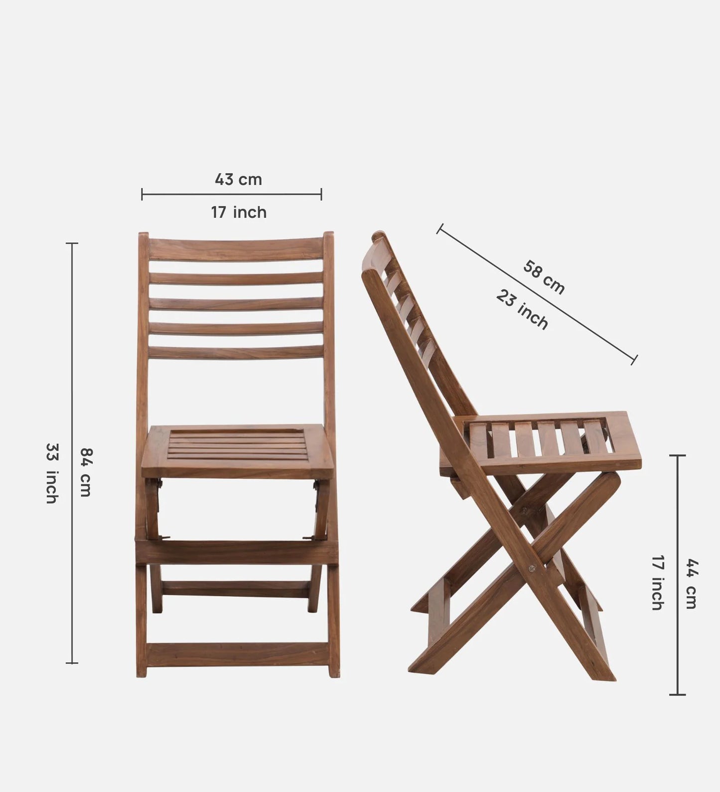 Portico Solid Wood Folding Chair In Teak Finish (Set of 2)