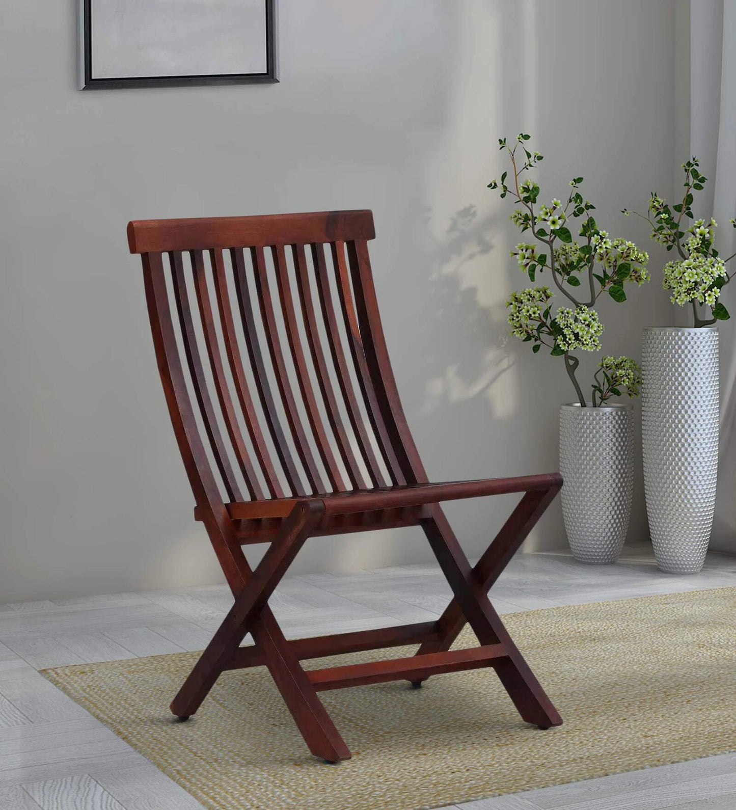 Sheesham Wood Folding Chair in Honey Oak Finish (Set of 2)