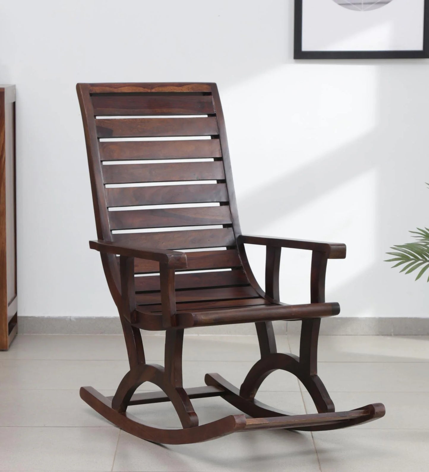 Sheesham Wood Rocking Chair In Scratch Resistant Provincial Teak Finish